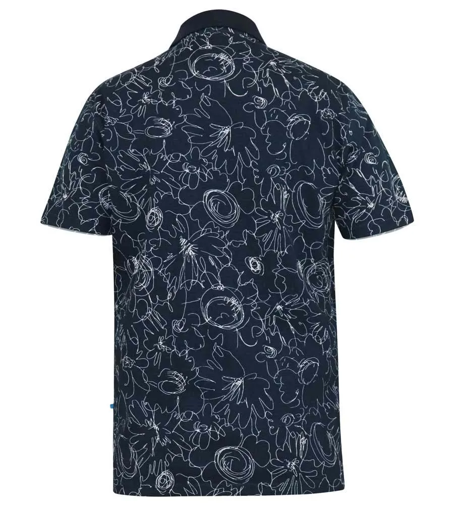 D555 Mens Pique Polo Shirt With Abstract Print (ROLAND)